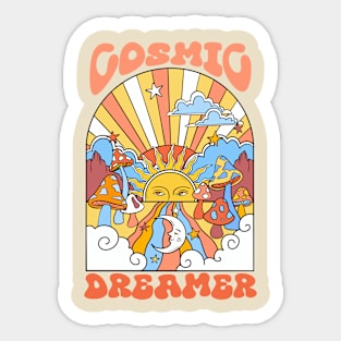 60s Cosmic Dreamer Psychedelic hippie mushroom sunshine Sticker